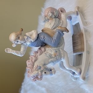 PAUL SEBASTIAN Girl on Rocking Horse 1991 Collection‎ Pastel Porcelain Figure